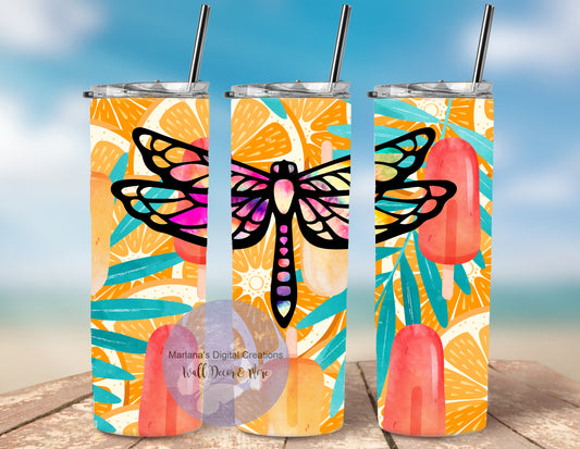 Dragonfly Oranges Popsicles 20oz Skinny Tumbler