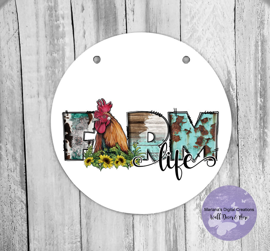 Farm Life Chicken - Circle Sign