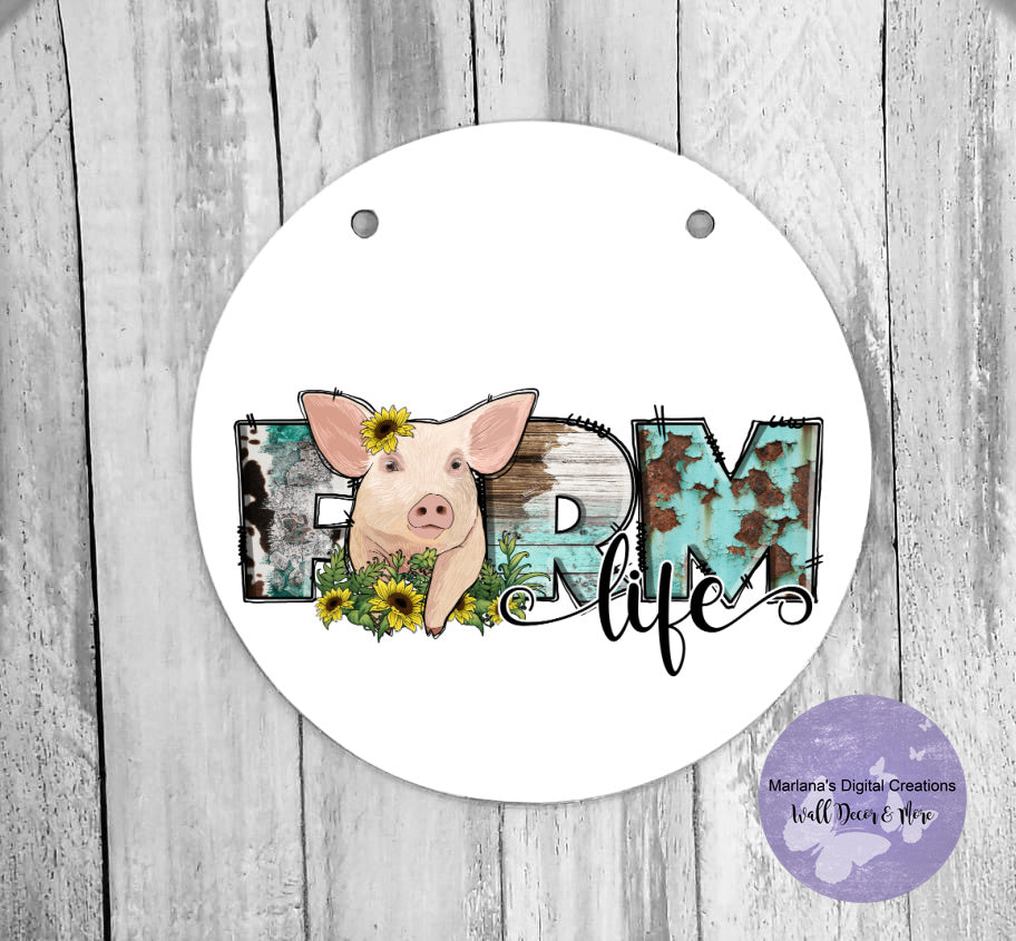 Farm Life Pig - Circle Sign