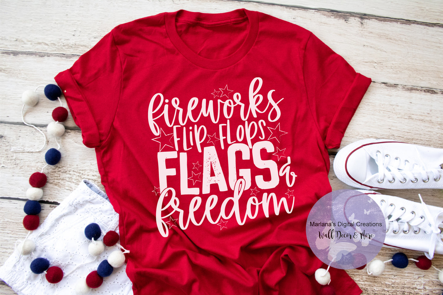 Fireworks Flip Flops Flags & Freedom HMD - Screen Print