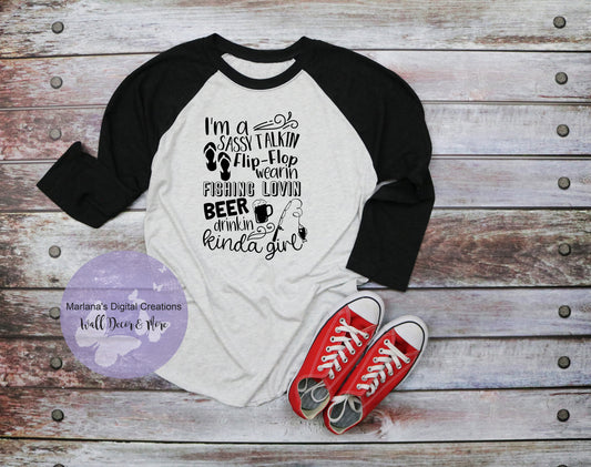 Fishing Lovin Beer Drink Girl - Vinyl Print