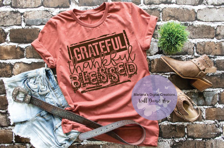 Grateful Thankful Blessed - Screen Print