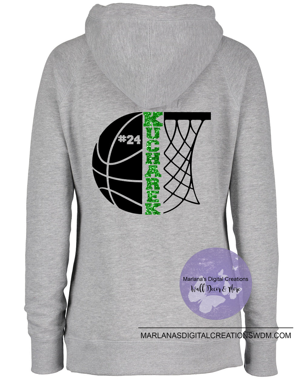 Grayling Basketball Glitter Personalized Funnel Neck Hoodie