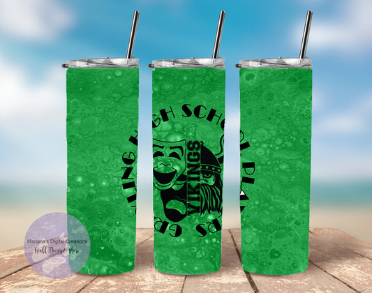 Grayling High School Players Green Fluid 20oz Skinny Tumbler