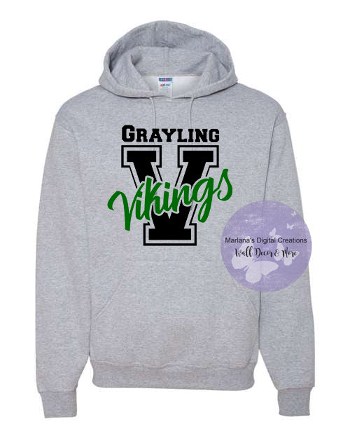 Grayling Vikings V Hoodie - Screen Print