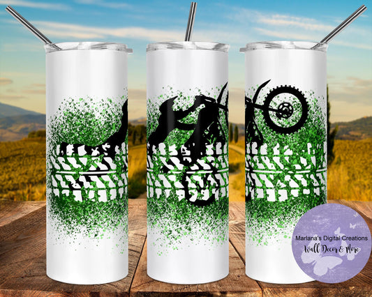 Green Dirt Bike 20oz Skinny Tumbler