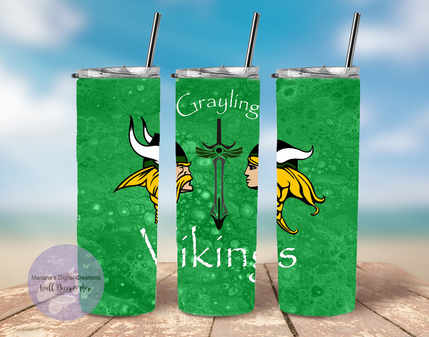 Grayling Vikings Papyrus 20oz Skinny Tumbler