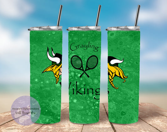 Grayling Vikings Tennis Papyrus Green Fluid 20oz Skinny Tumbler