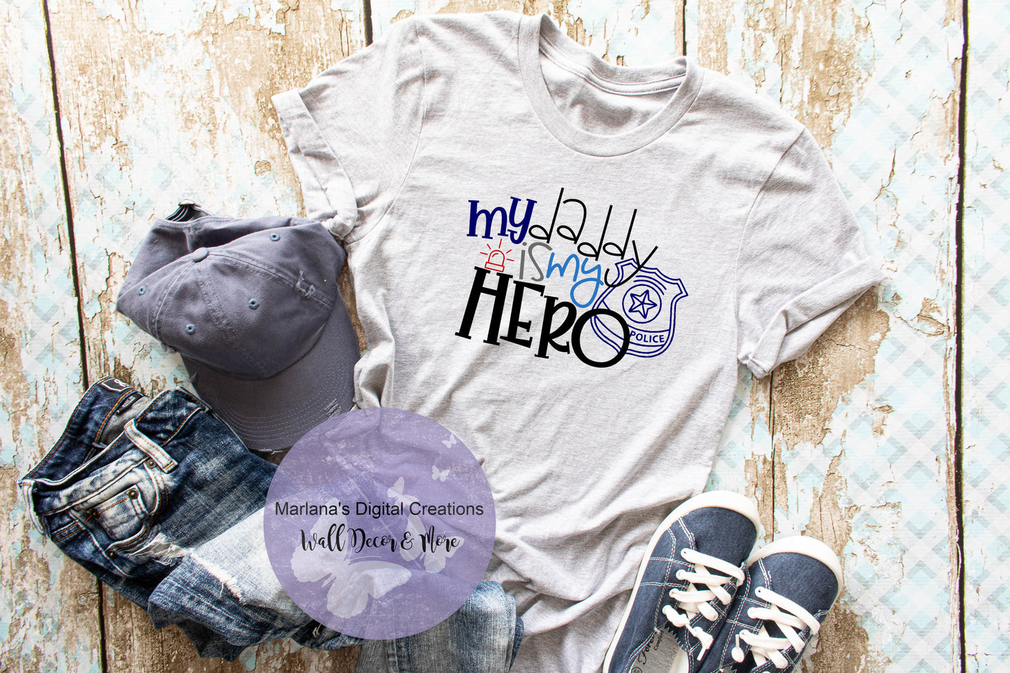 HMD My Daddy Is My Hero - Police - Sublimation Print