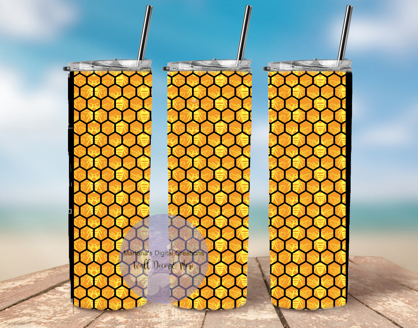 Honey Bee Comb 20oz Skinny Tumbler