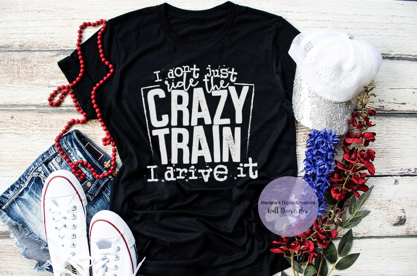 I don't Just Ride The Crazy Train I Drive It HMD - Screen Print