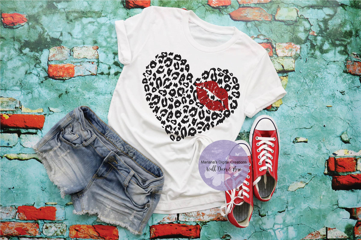 Leopard Heart With Kiss HMD - Screen Print