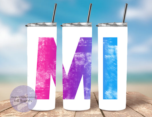 Multicolor Distressed MI 20oz Skinny Tumbler