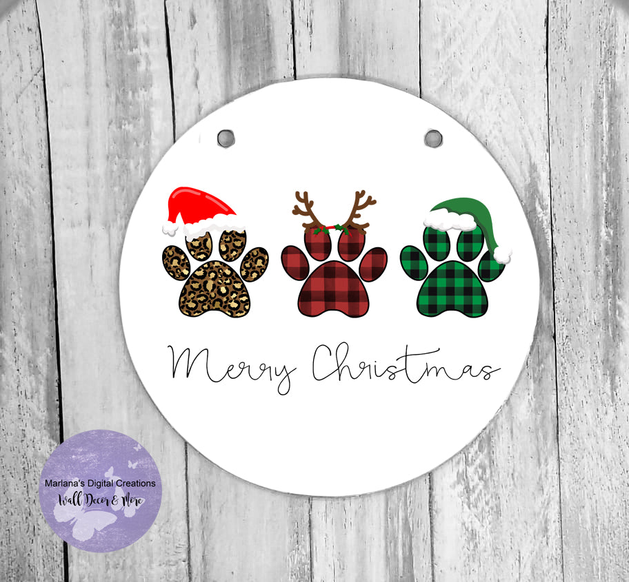 Merry Christmas Paws - Circle Sign