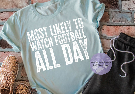 Most Likely To Watch Football All Day HMD - Screen Print