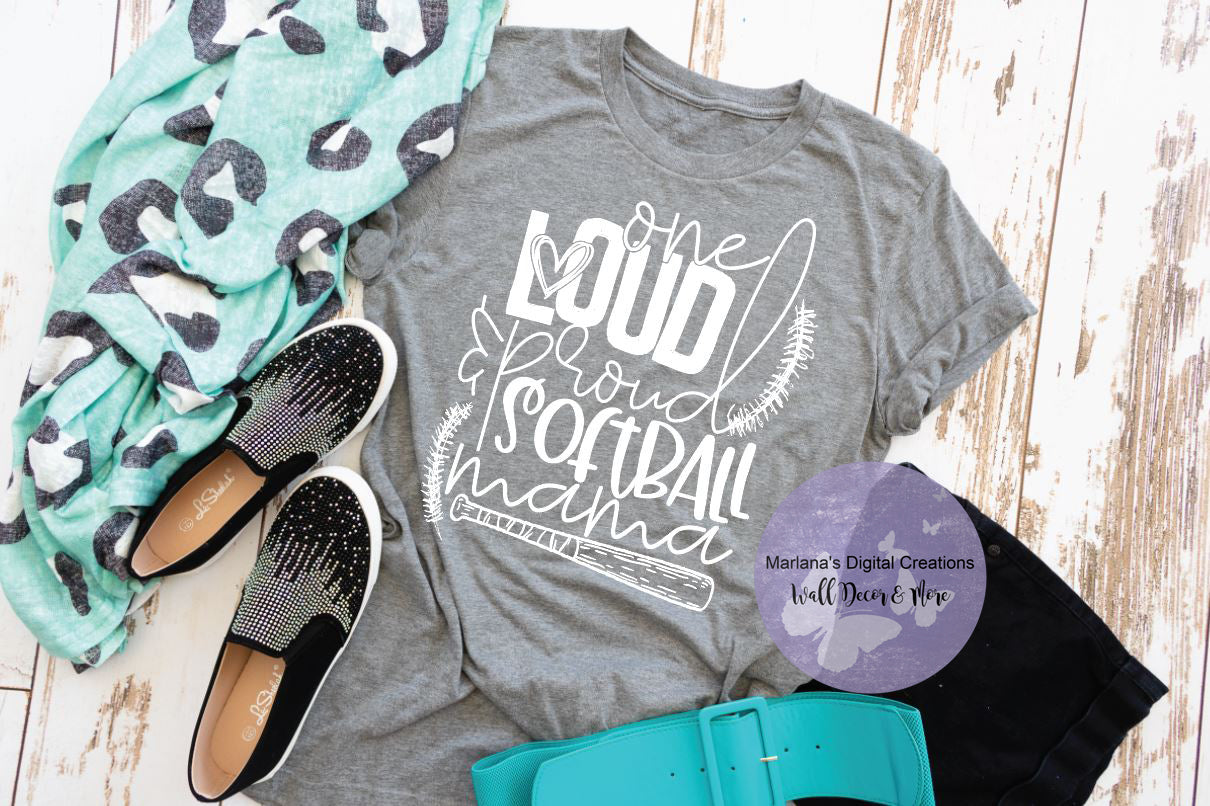 One Loud And Proud Softball Mama HMD - Screen Print