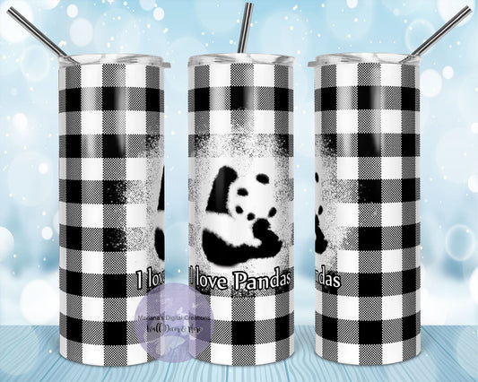 Panda White Plaid 20oz Skinny Tumbler