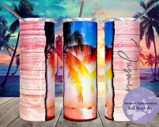 Peach Beach 20oz Skinny Tumbler