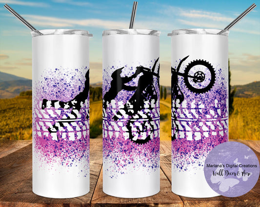 Pink Purple Dirt Bike 20oz Skinny Tumbler