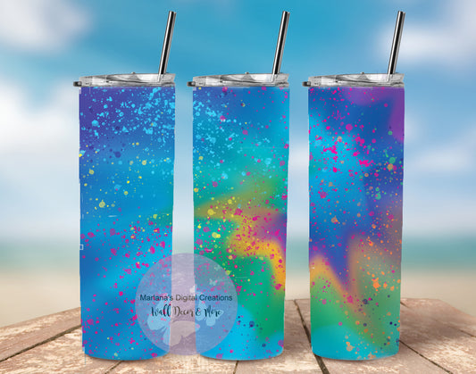 Purple Blue Paint Tie Dye 20oz Skinny Tumbler