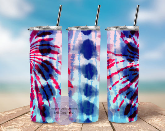 Red White Blue Tie Dye 20oz Skinny Tumbler