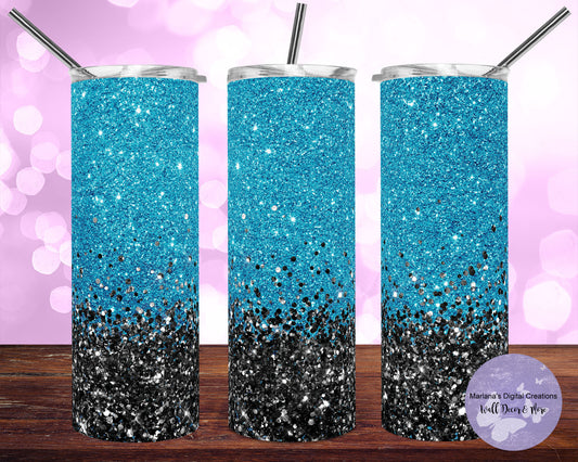 Sky Blue Glitter 20oz Skinny Tumbler