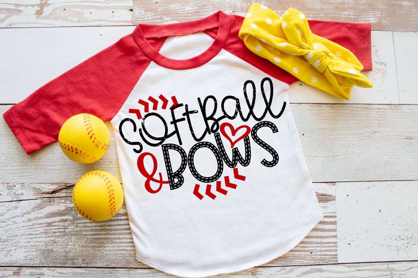 Softball and Bows - Youth Screen Print