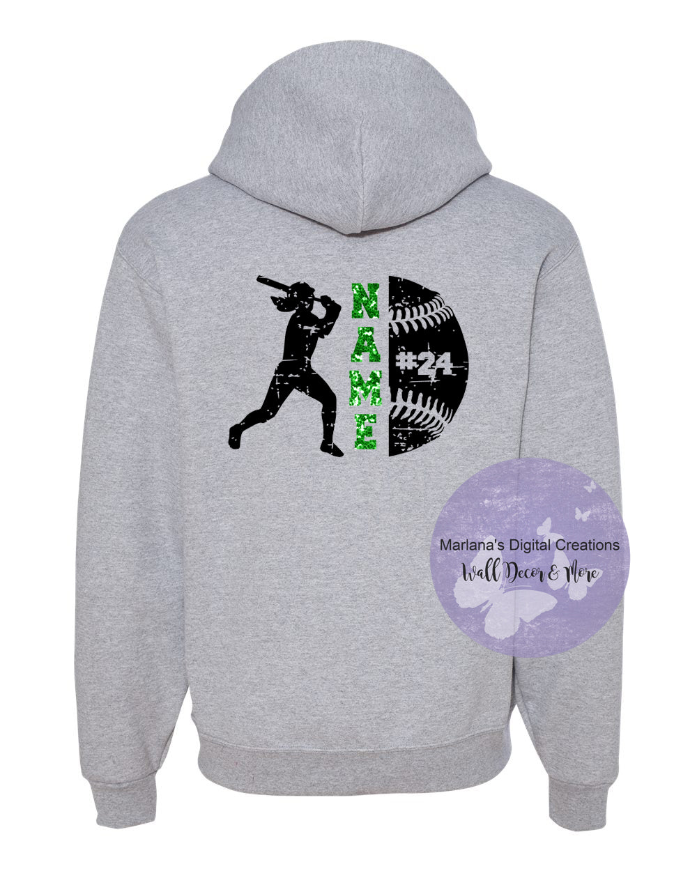 Grayling Softball Glitter Personalized Unisex Hoodie