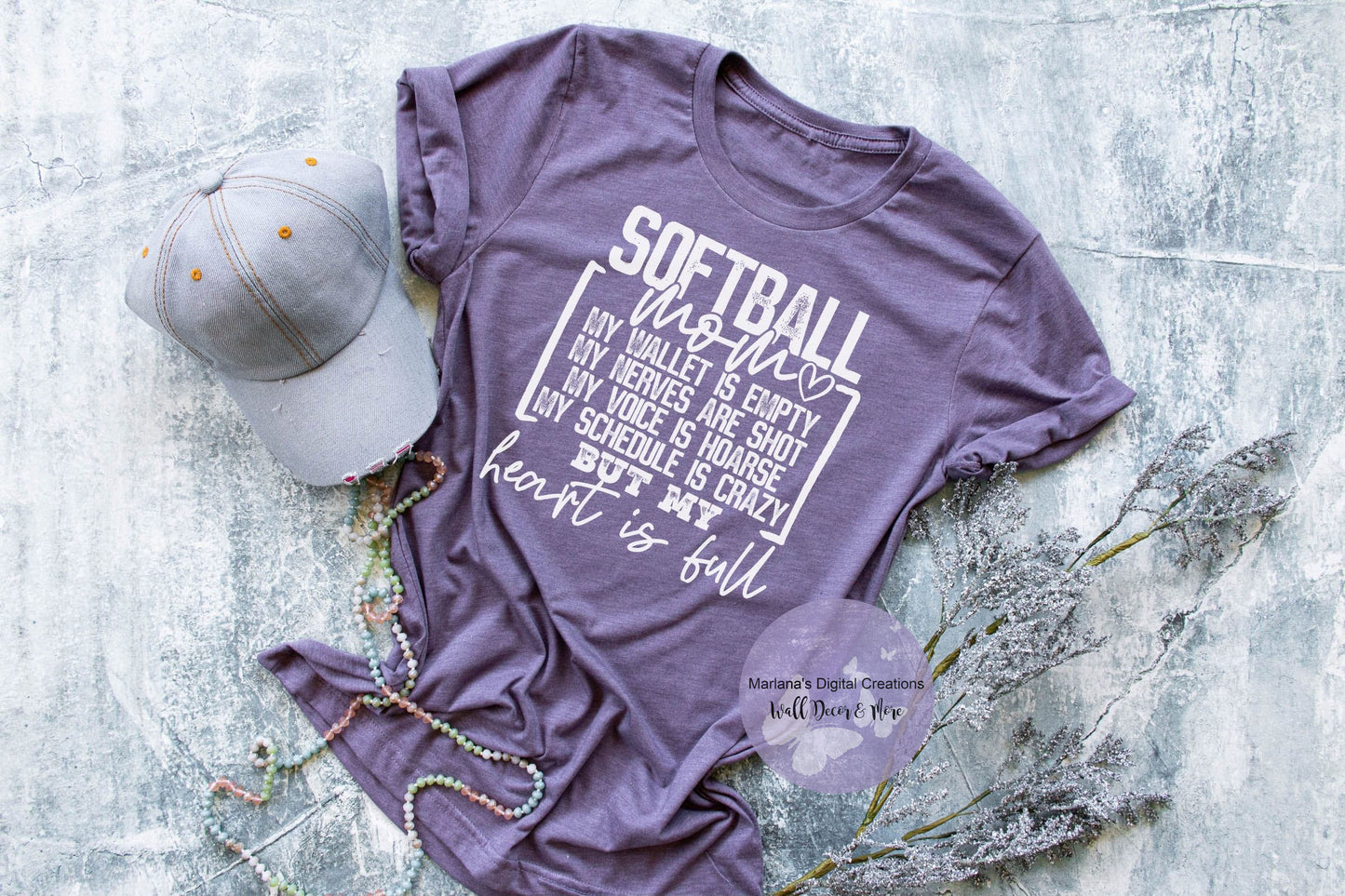 Softball Mom Heart Is Full HMD - Screen Print