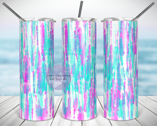 Tie Dye Bright Pink Blue 20oz Skinny Tumbler