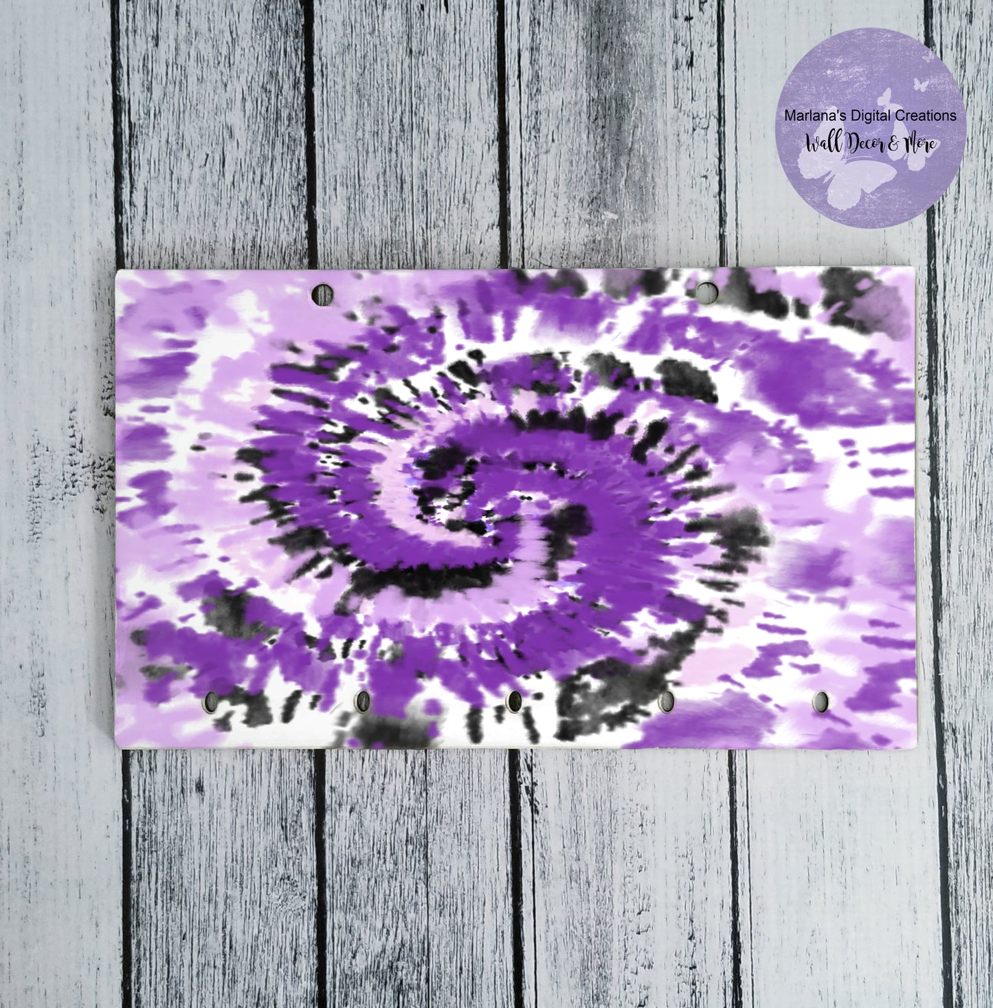 Purple Black Swirl Tie-Dye Key Rack