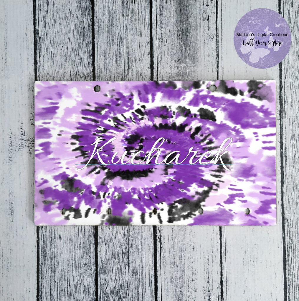 Purple Black Swirl Tie-Dye Key Rack