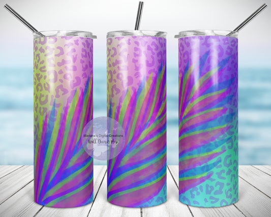 Cheetah Tropical Leaf 20oz Skinny Tumbler