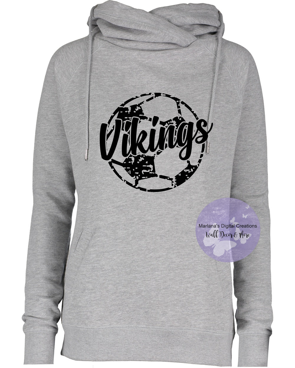 Grayling Vikings Soccer Funnel Neck Hoodie - Screen Print