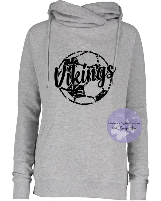 Grayling Vikings Soccer Funnel Neck Hoodie - Screen Print