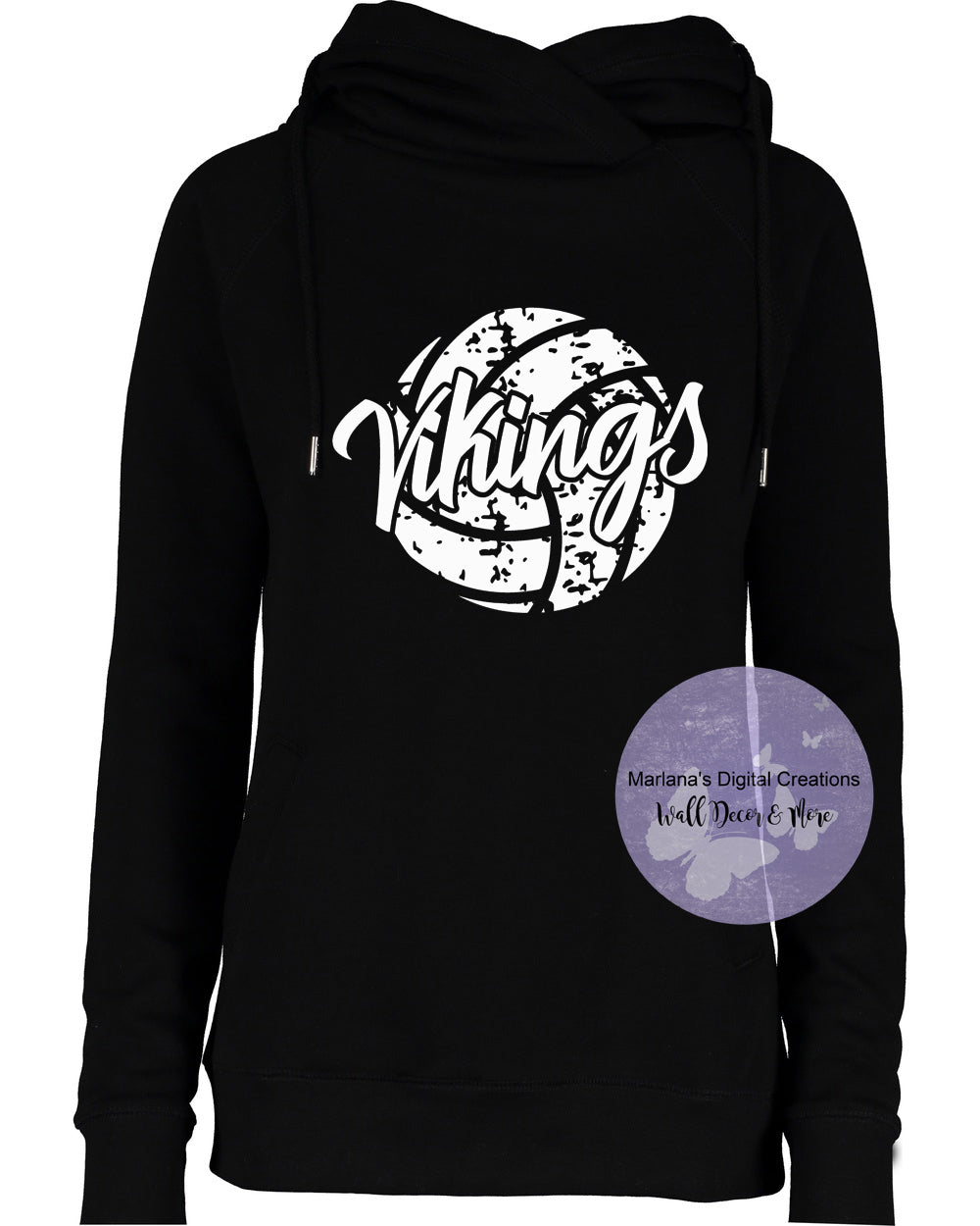 Grayling Vikings Volleyball Funnel Neck Hoodie - Screen Print