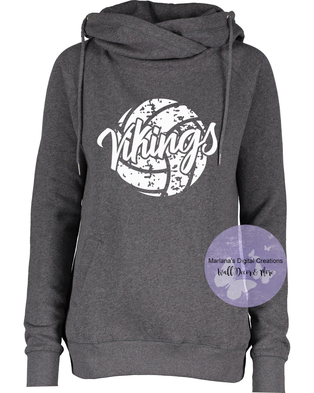 Grayling Vikings Volleyball Funnel Neck Hoodie - Screen Print