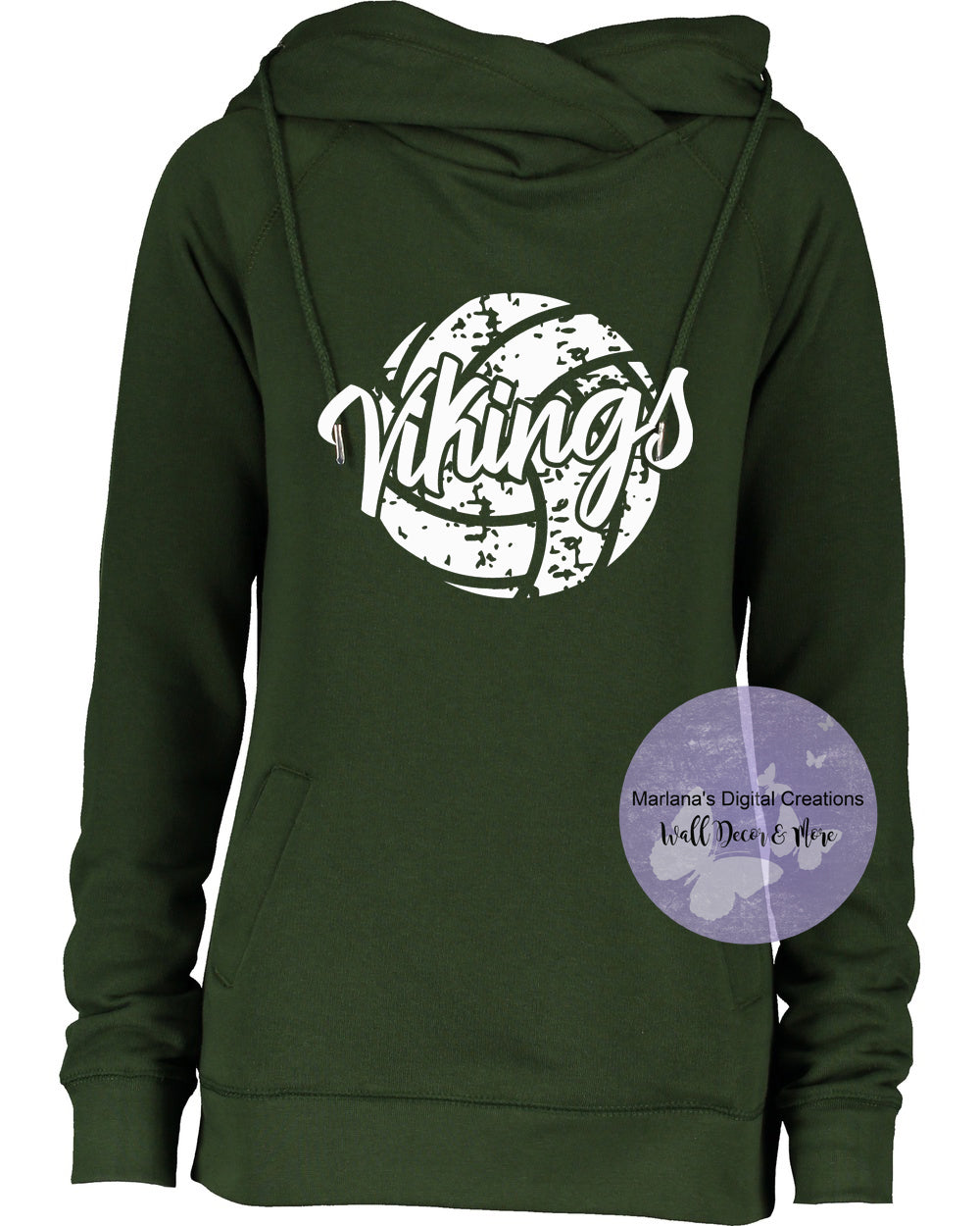 Grayling Vikings Volleyball Funnel Neck Hoodie - Screen Print