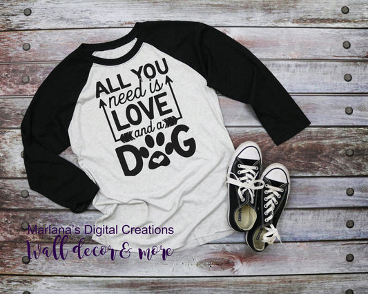 All You Need Is Love and Dog - Vinyl Print