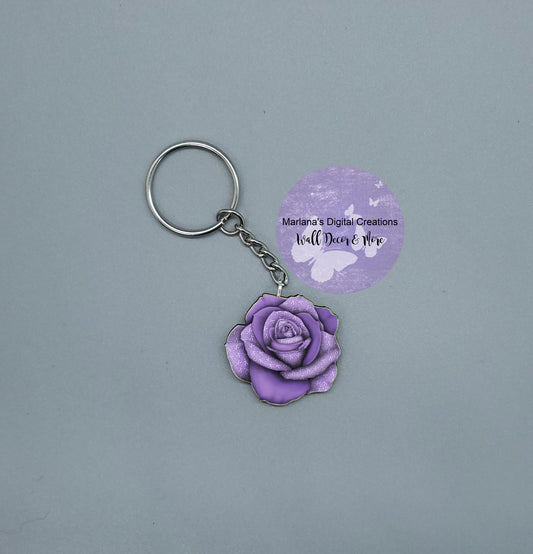 Awareness Rose Lavendar Keychain