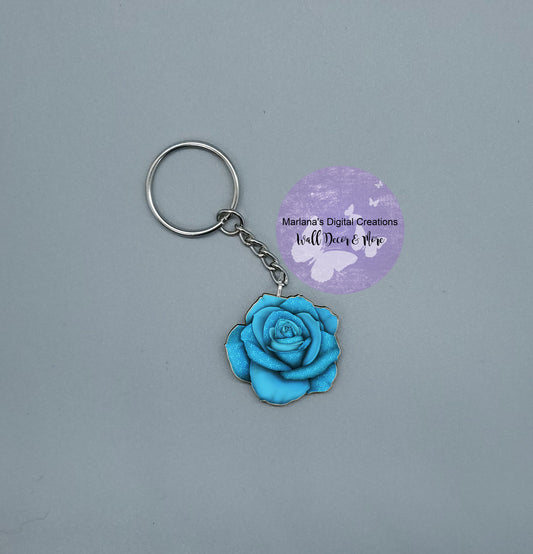 Awareness Rose Light Blue Keychain