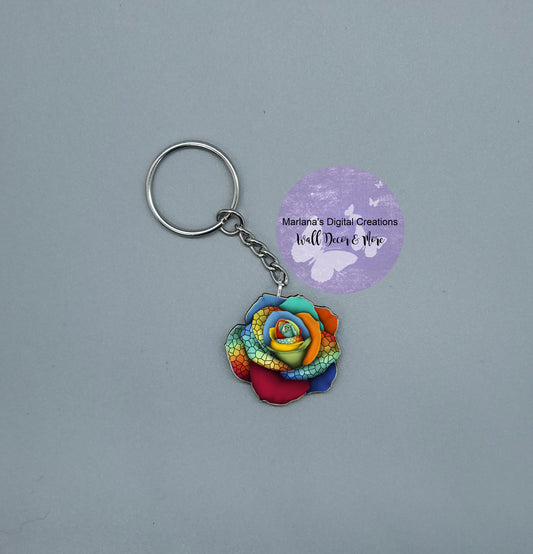 Awareness Rose Mosaic Keychain