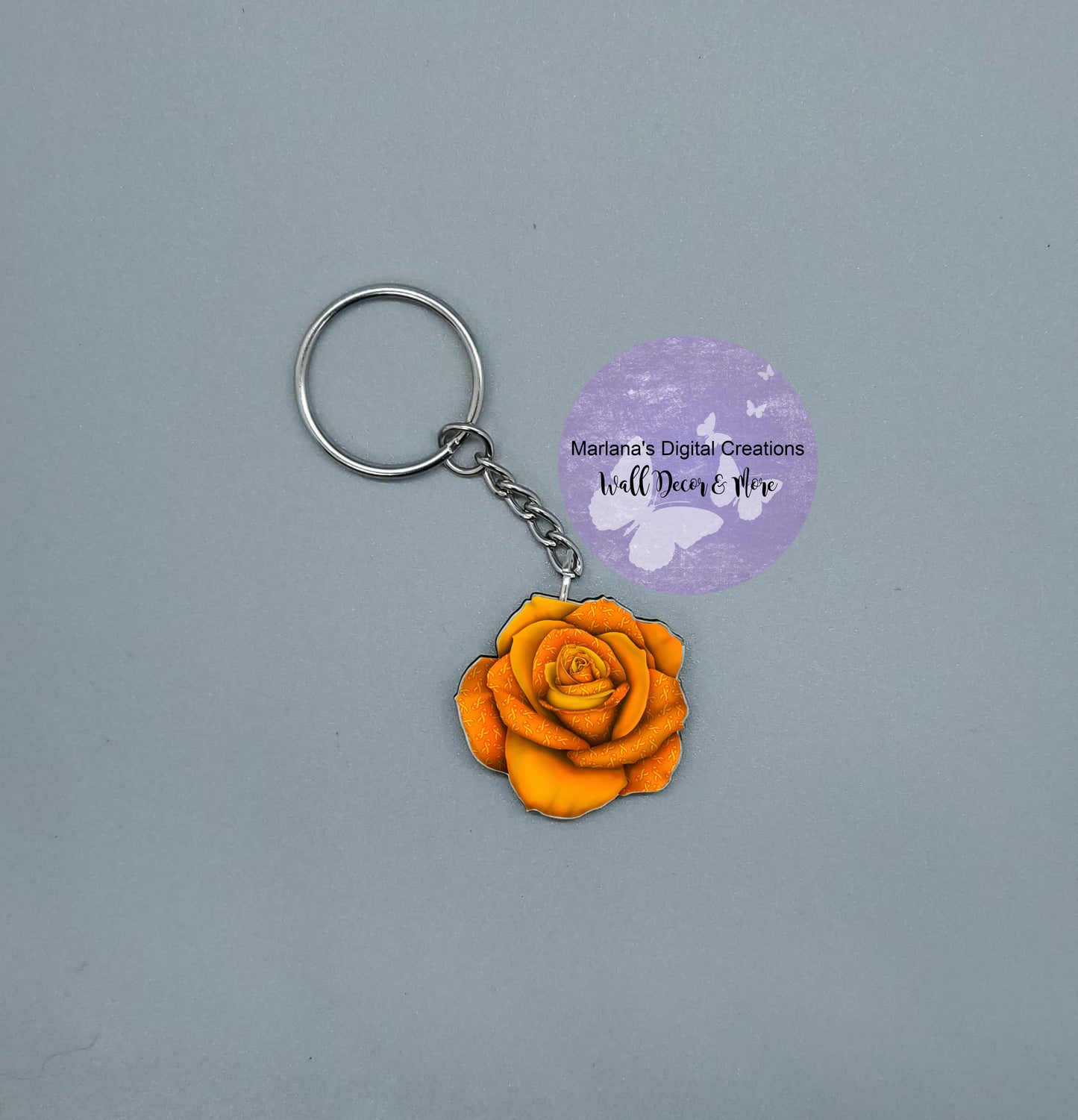 Awareness Rose Orange Keychain