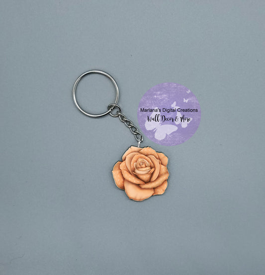 Awareness Rose Peach Keychain