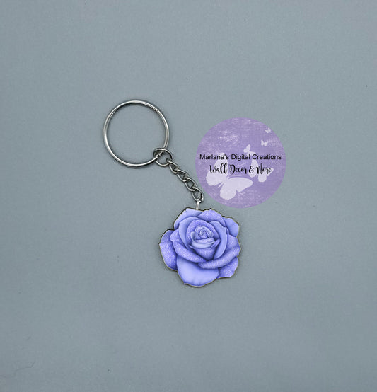 Awareness Rose Periwinkle Keychain