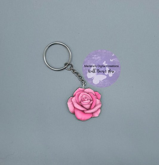 Awareness Rose Pink Keychain