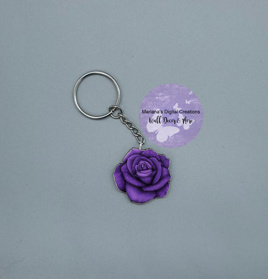 Awareness Rose Purple Keychain