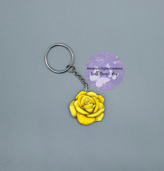 Awareness Rose Yellow Keychain