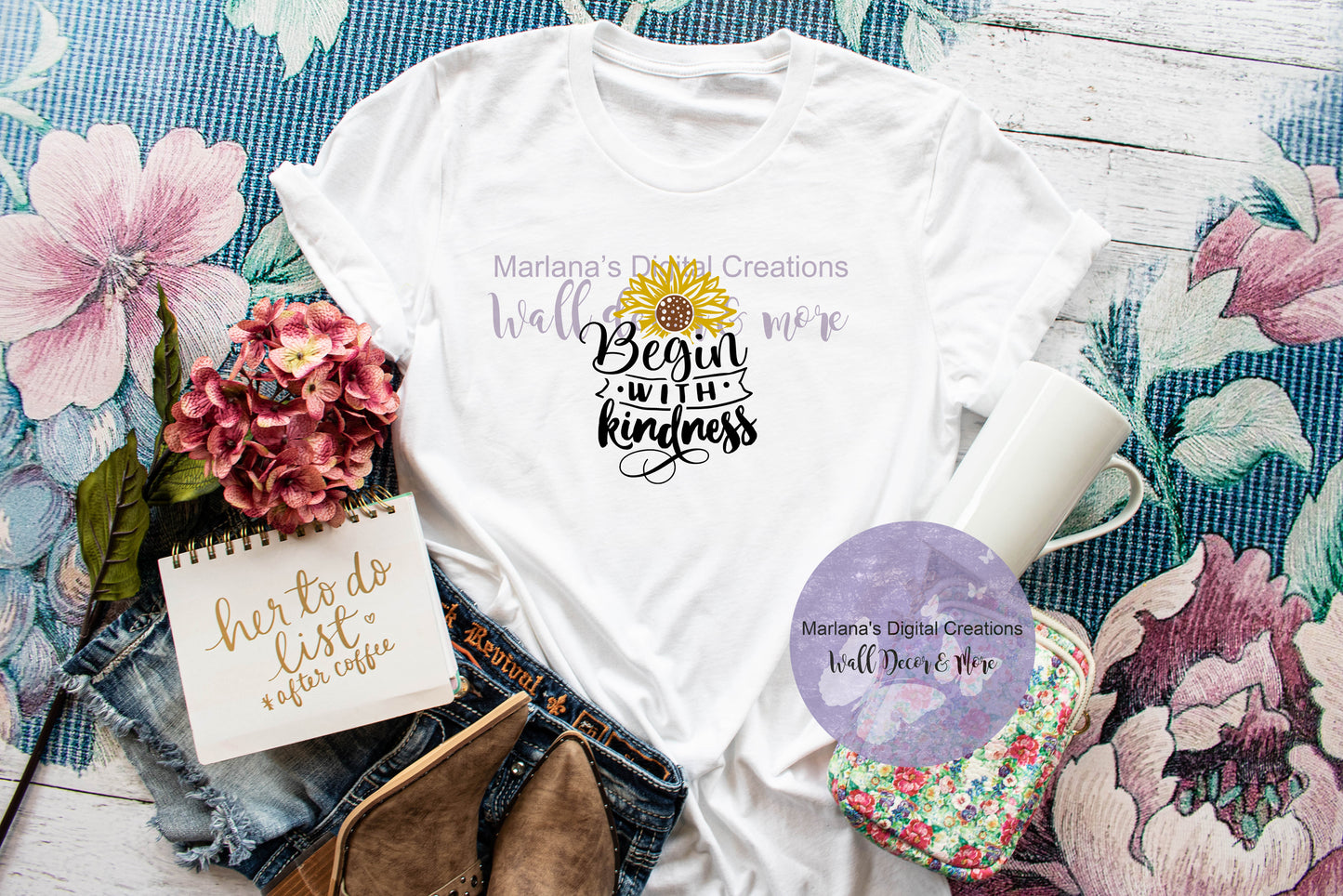 Begin With Kindness Sunflower - Sublimation Print