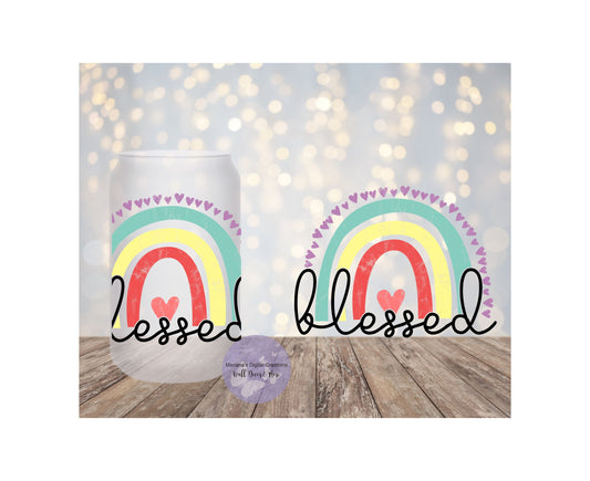 Blessed Rainbow 16oz Frosted Glass Tumbler